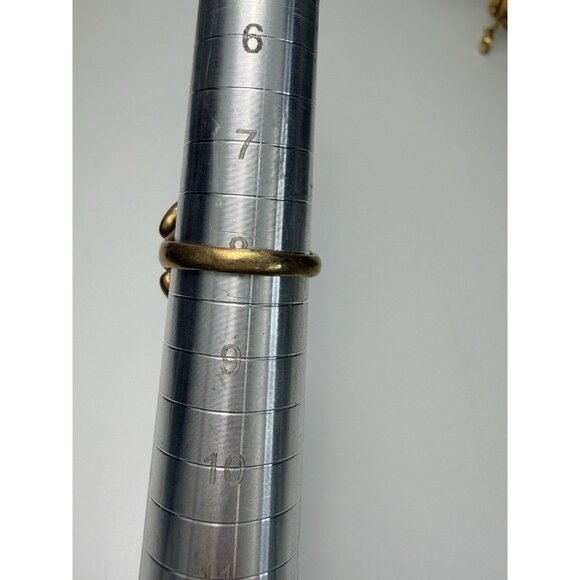 Vintage Brass Brutalist Statement Ring Textured Modernist Organic Design Size 8 - Picture 5 of 11